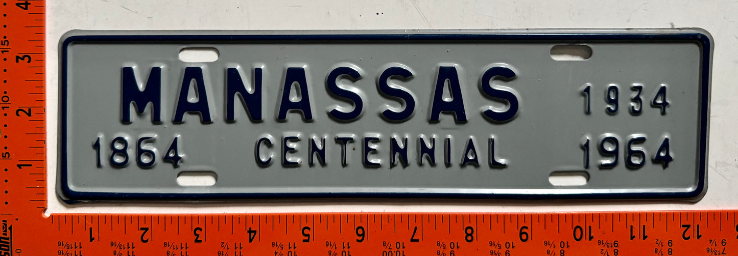 1964 Manassas City Prince William County Virginia #1934 Passenger License Plate