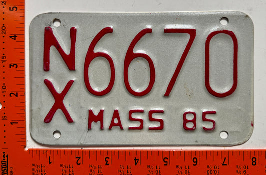 1985 Massachusetts #N/X 6670 Motorcycle License Plate