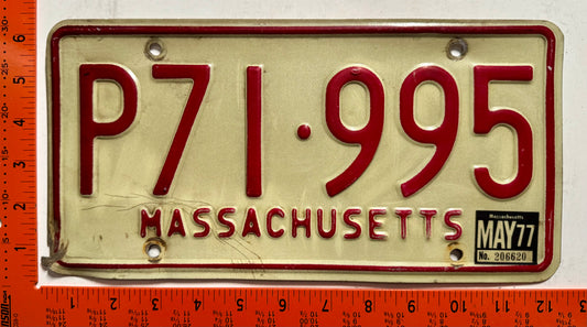 1977 Massachusetts #P71-995 Passenger License Plate