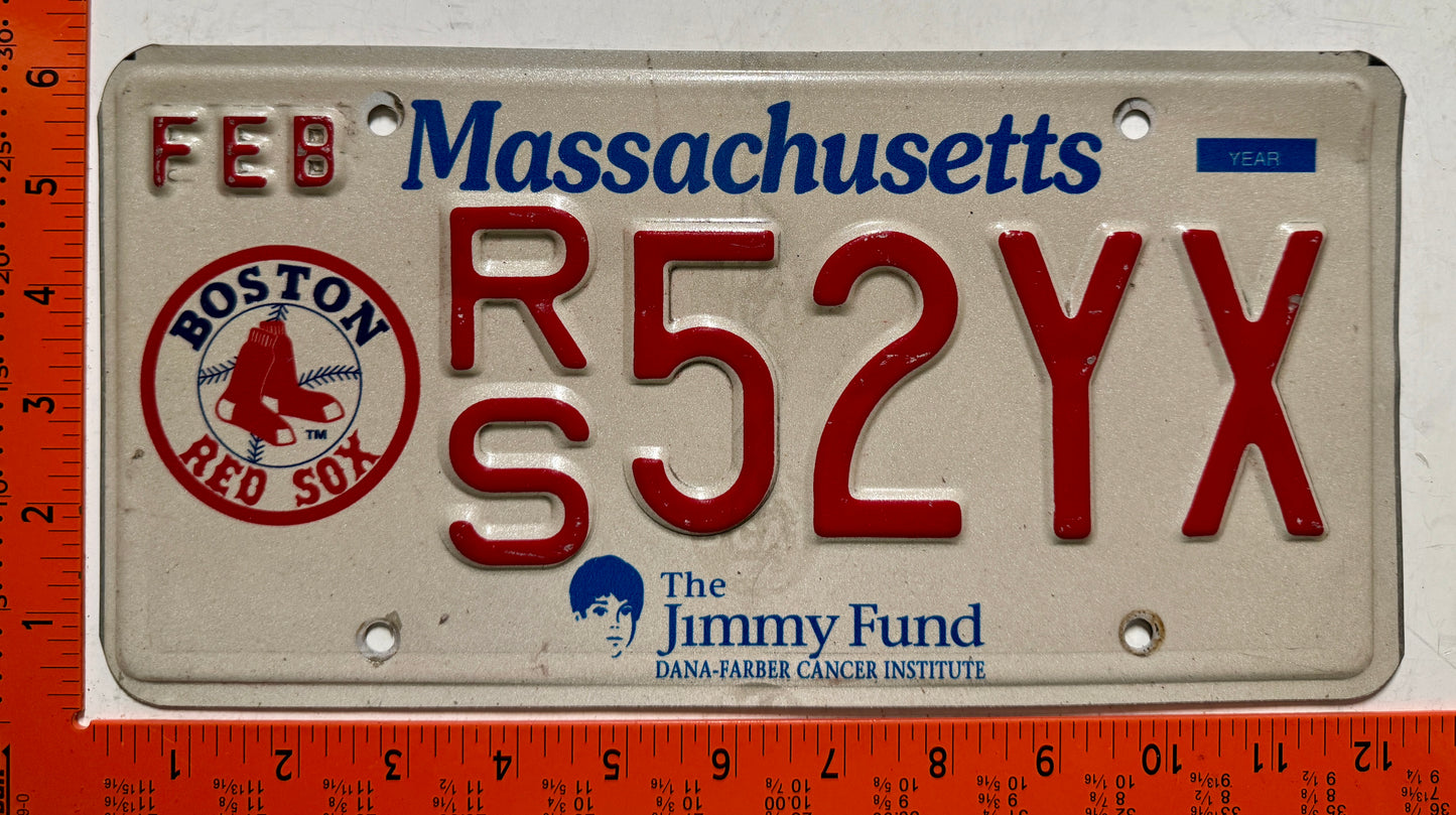 Undated Massachusetts #R/S 52YX Red Sox Optional License Plate