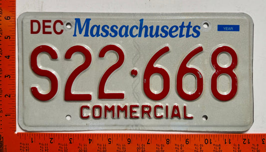 undated Massachusetts #S22-668 Commercial License Plate