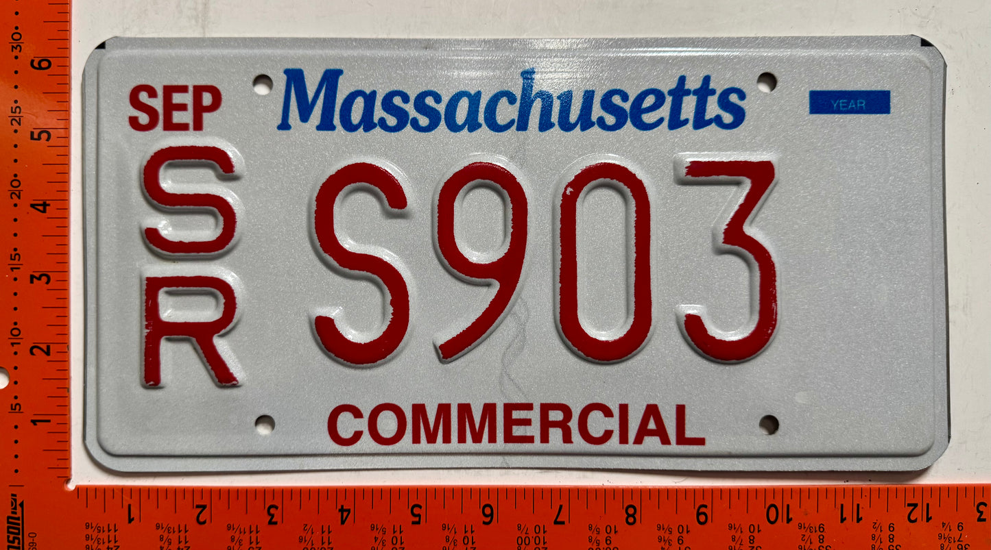 undated Massachusetts #S/R S903 Commercial Snow Removal License Plate