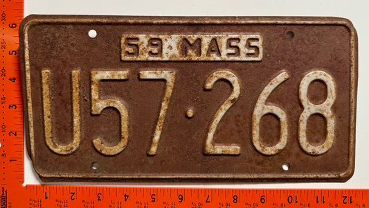 1959 Massachusetts #U57-268 Passenger License Plate Pair