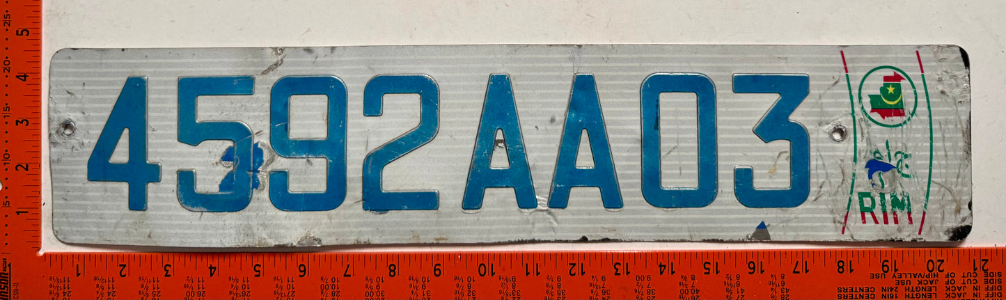 undated Mauritania #4592AA03 Passenger License Plate