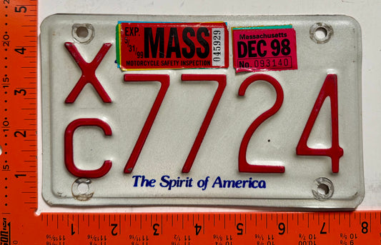 1998 Massachusetts #X/C 7724 Motorcycle License Plate