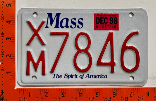1998 Massachusetts #X/M 7846 Motorcycle License Plate