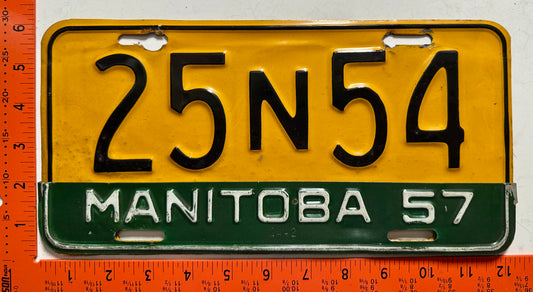 1957 Manitoba #25N54 Passenger License Plate