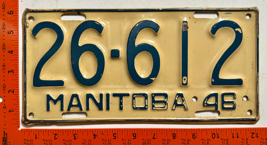 1946 Manitoba #26-612 Passenger License Plate