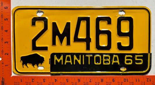 1965 Manitoba #2M469 Passenger License Plate