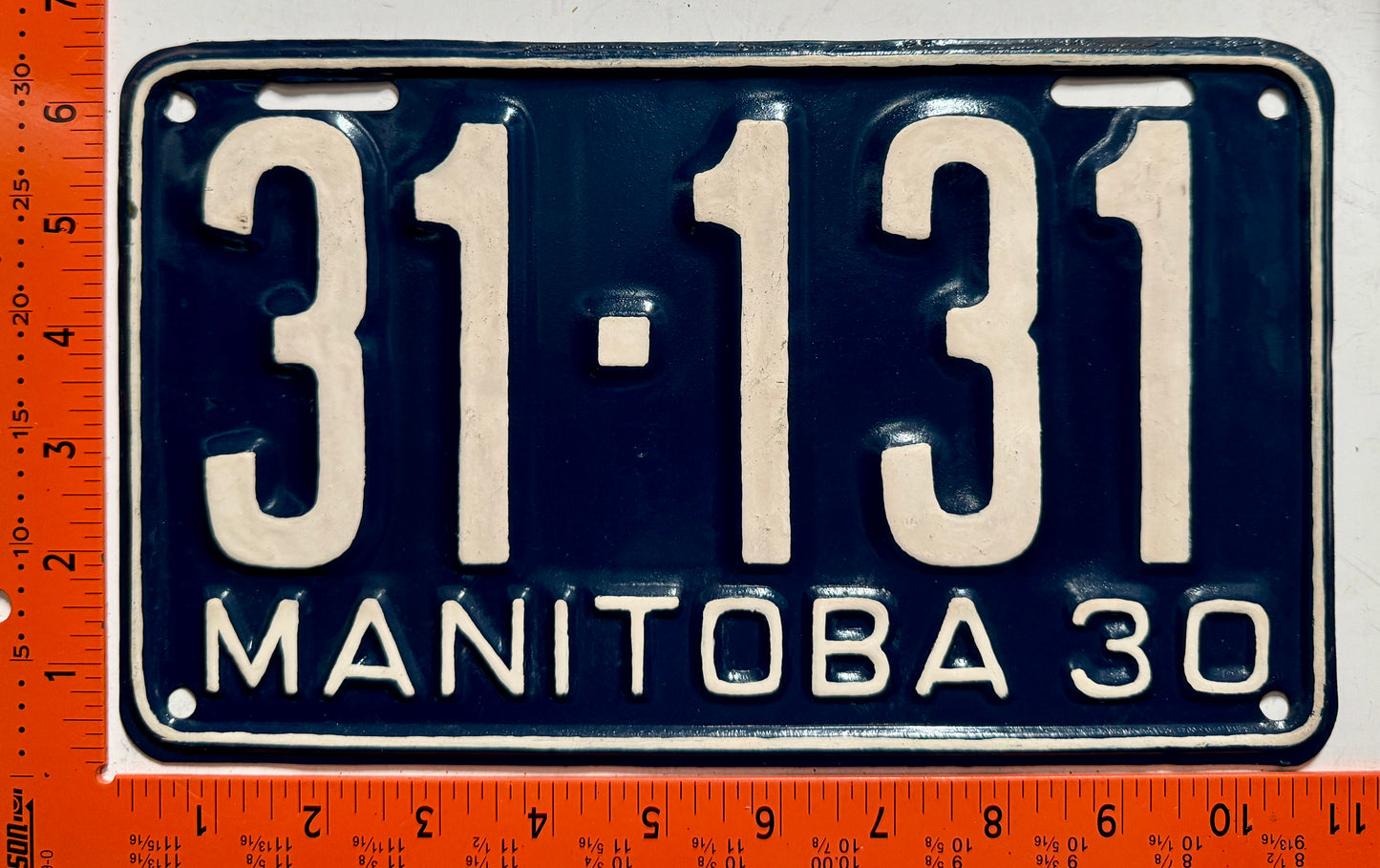 1930 Manitoba #31-131 Passenger License Plate (REPAINT)