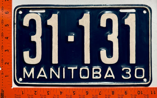 1930 Manitoba #31-131 Passenger License Plate (REPAINT)