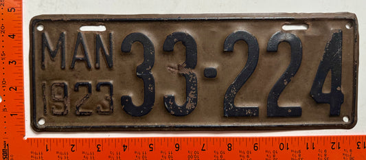 1923 Manitoba #33-224 Passenger License Plate