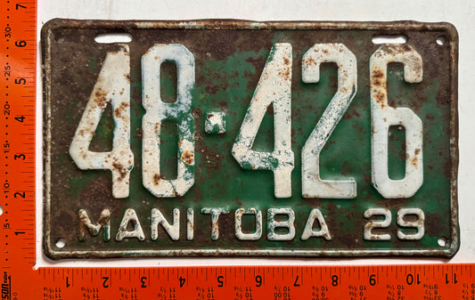 1929 Manitoba #48-426 Passenger License Plate