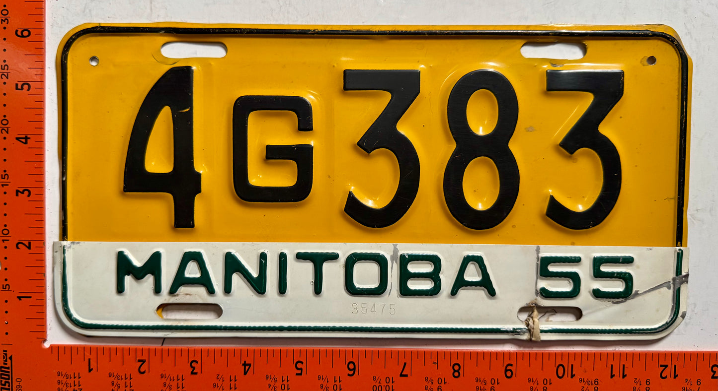1955 Manitoba #4G383 Passenger License Plate