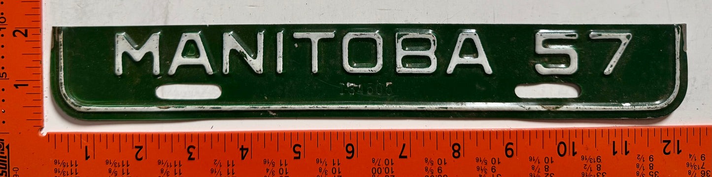 1957 Manitoba Passenger License Plate Renewal Tab