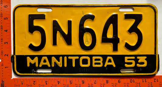 1953 Manitoba #5N643 Passenger License Plate
