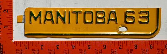 1963 Manitoba Passenger License Plate Renewal Tab