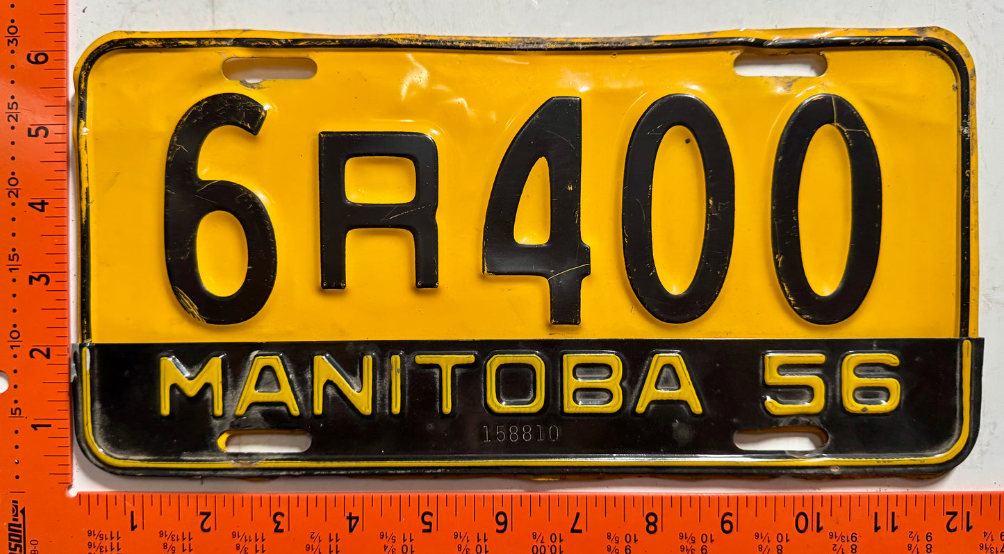 1956 Manitoba #6R400 Passenger License Plate