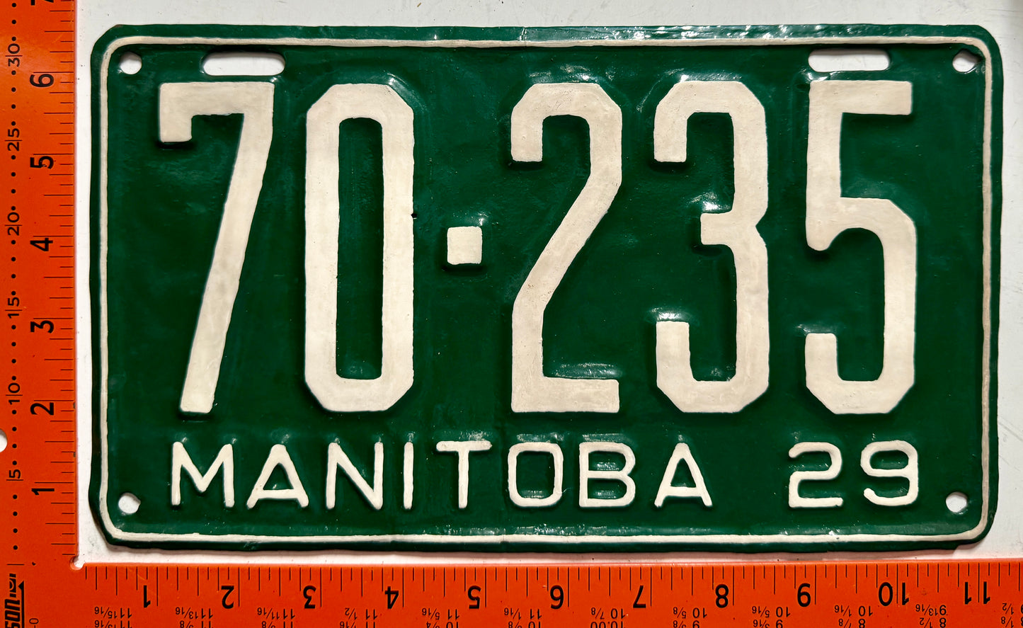 1929 Manitoba #70-235 Passenger License Plate (REPAINT)