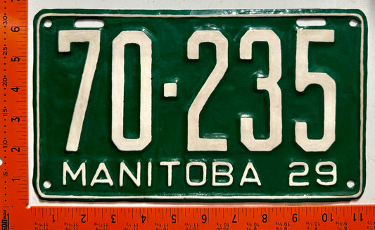 1929 Manitoba #70-235 Passenger License Plate (REPAINT)