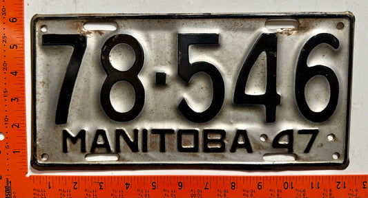 1947 Manitoba #78-546 Passenger License Plate
