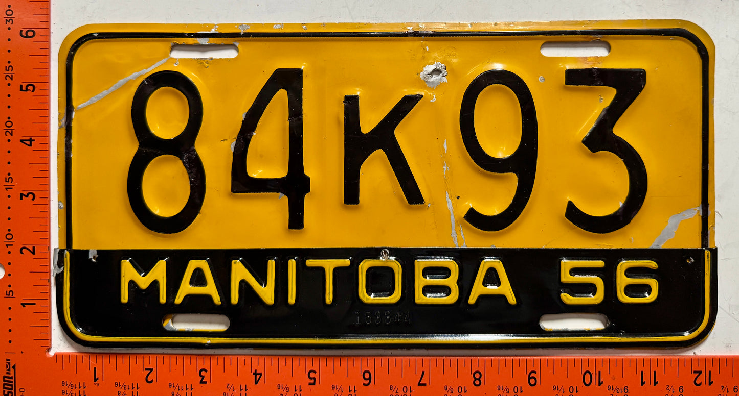 1956 Manitoba #84K93 Passenger License Plate