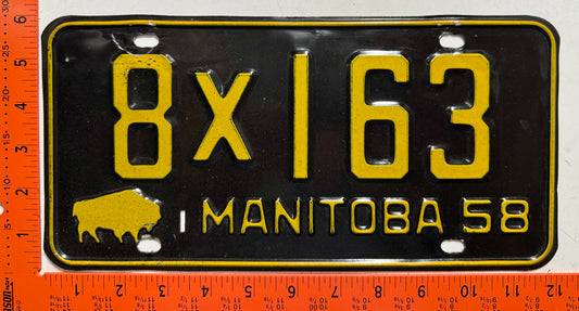 1958 Manitoba #8X163 Passenger License Plate