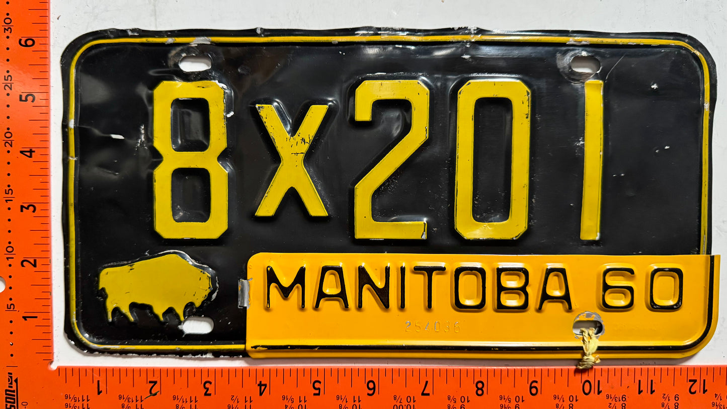 1960 Manitoba #8X201 Passenger License Plate