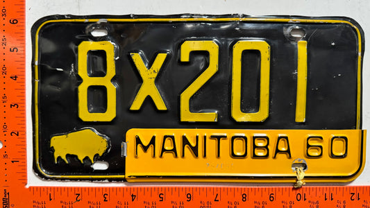 1960 Manitoba #8X201 Passenger License Plate