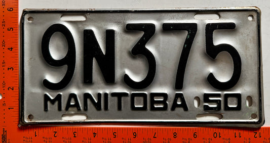 1950 Manitoba #9N375 Passenger License Plate