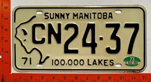 1973 Manitoba #CN24-37 Passenger License Plate