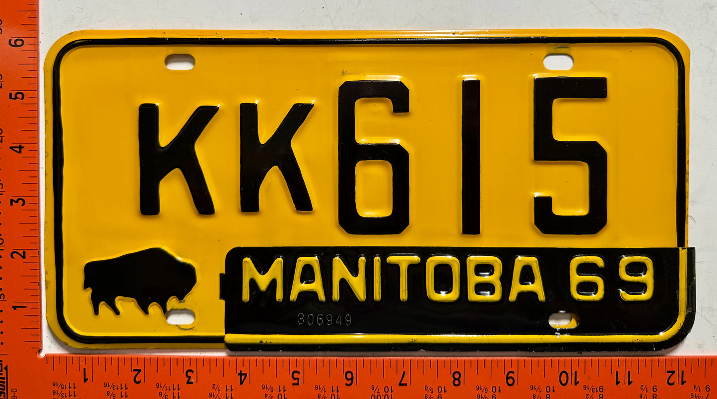 1969 Manitoba #KK615 Passenger License Plate