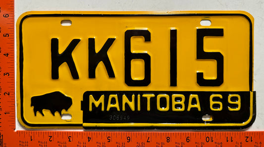 1969 Manitoba #KK615 Passenger License Plate
