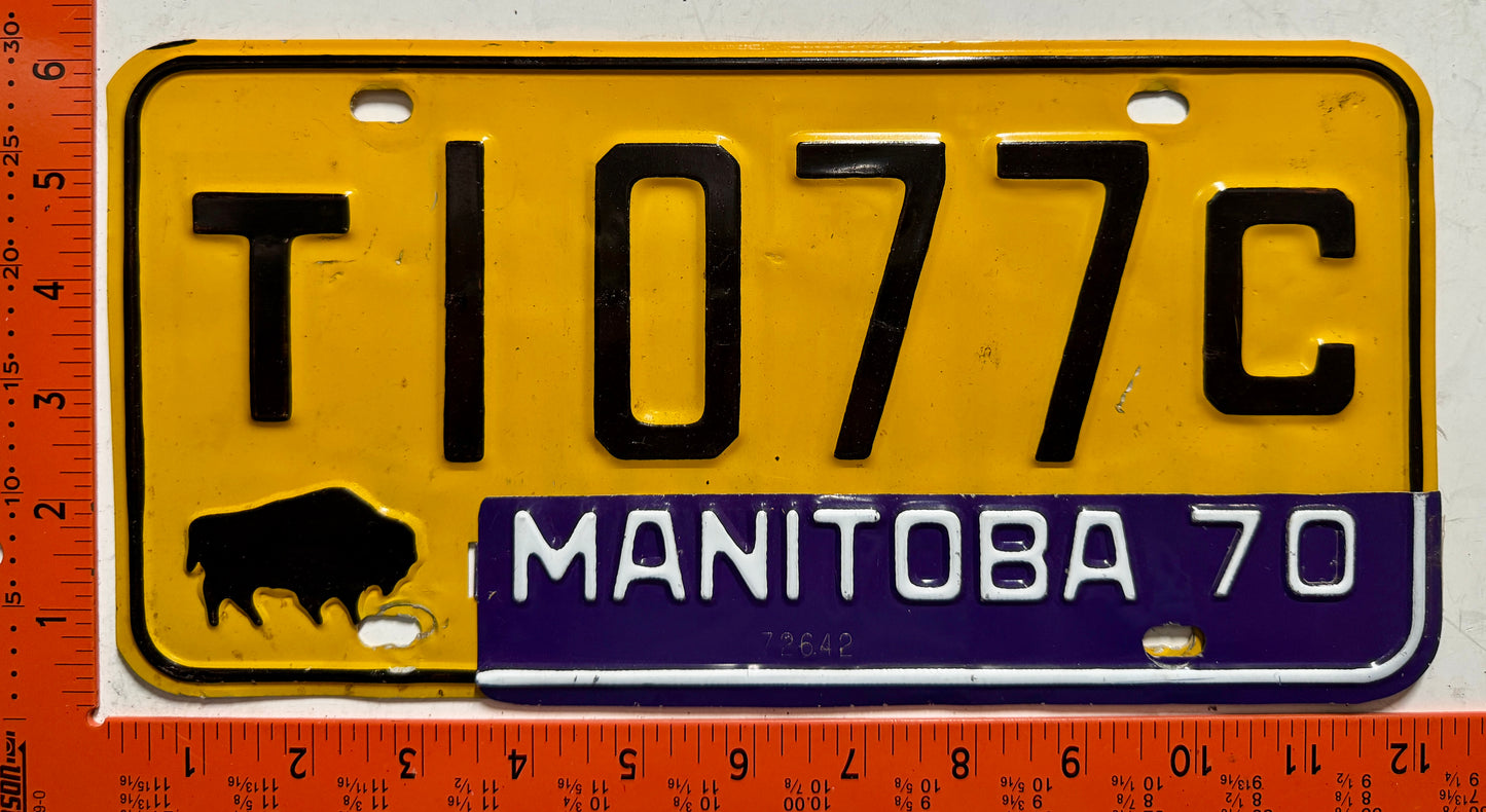 1970 Manitoba #T1077C Truck License Plate