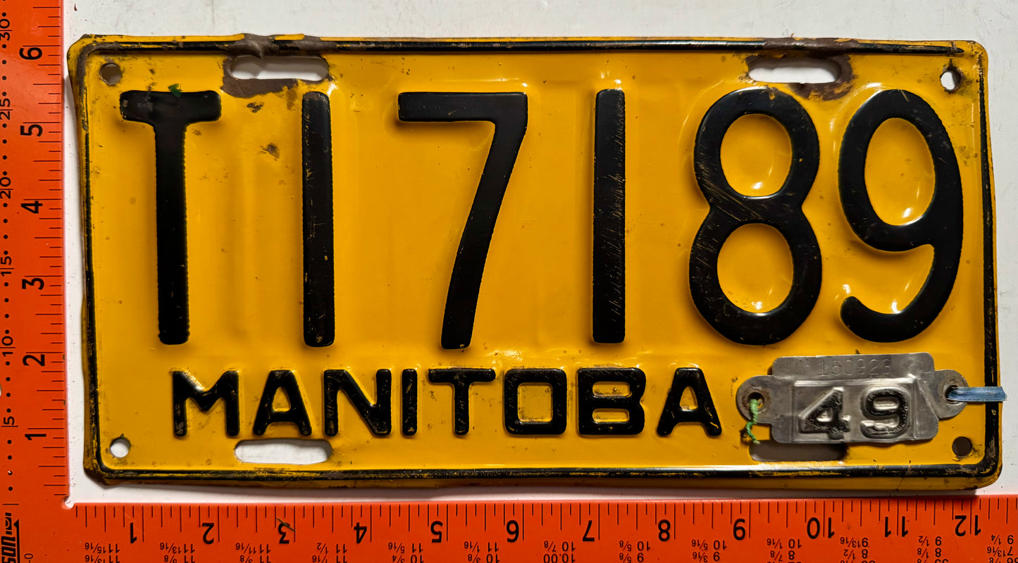1949 Manitoba #T17189 Truck License Plate