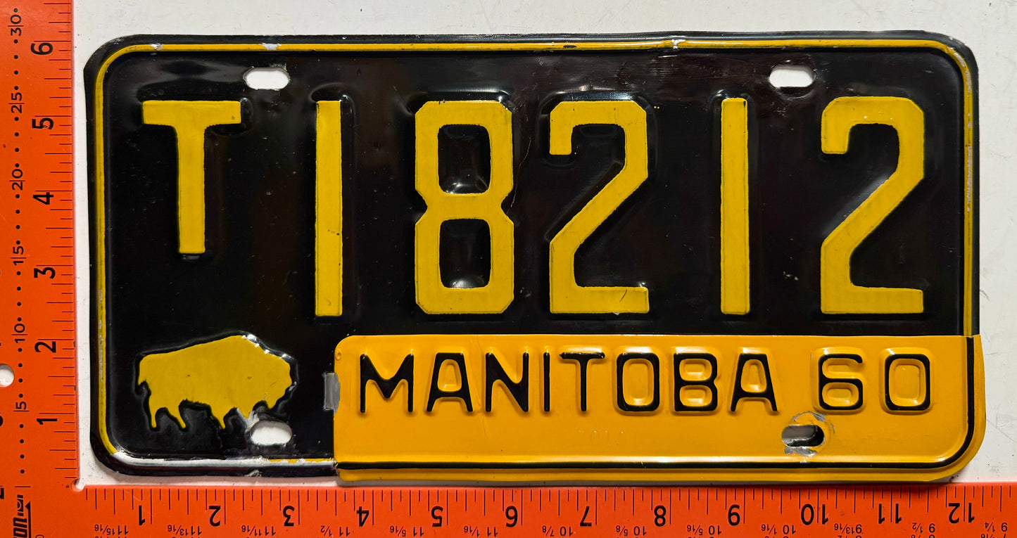 1960 Manitoba #T18212 Truck License Plate