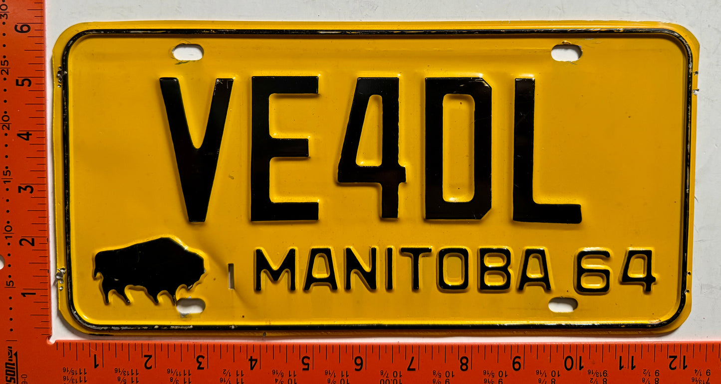 1964 Manitoba #VA4DL Amateur Radio License Plate