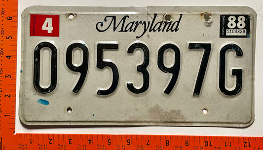 1988 Maryland #095397G Trailer License Plate