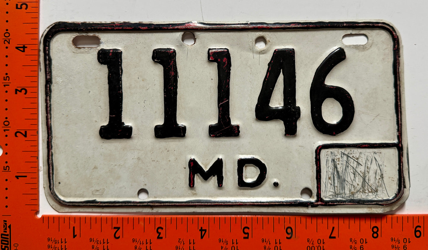 Undated Maryland #11146 Motorcycle License Plate