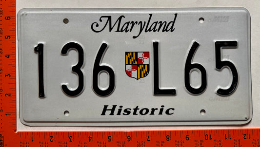 undated Maryland #136 L65 Historic License Plate
