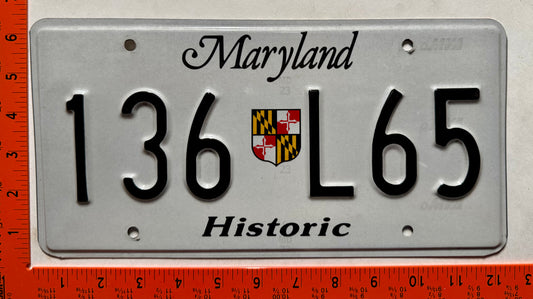 undated Maryland #136 L65 Historic License Plate