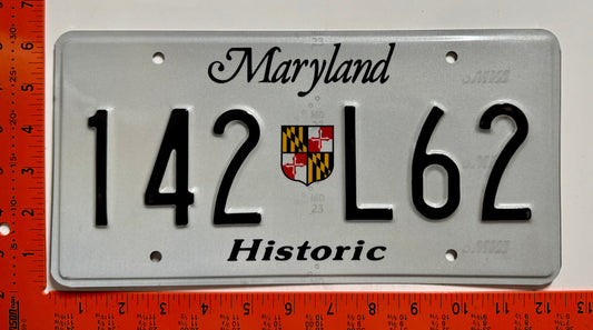 undated Maryland #142 L62 Historic License Plate