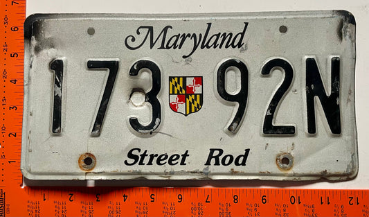 undated Maryland #173 92N Street Rod License Plate