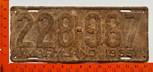 1935 Maryland #228-987 Passenger License Plate (Crafter)