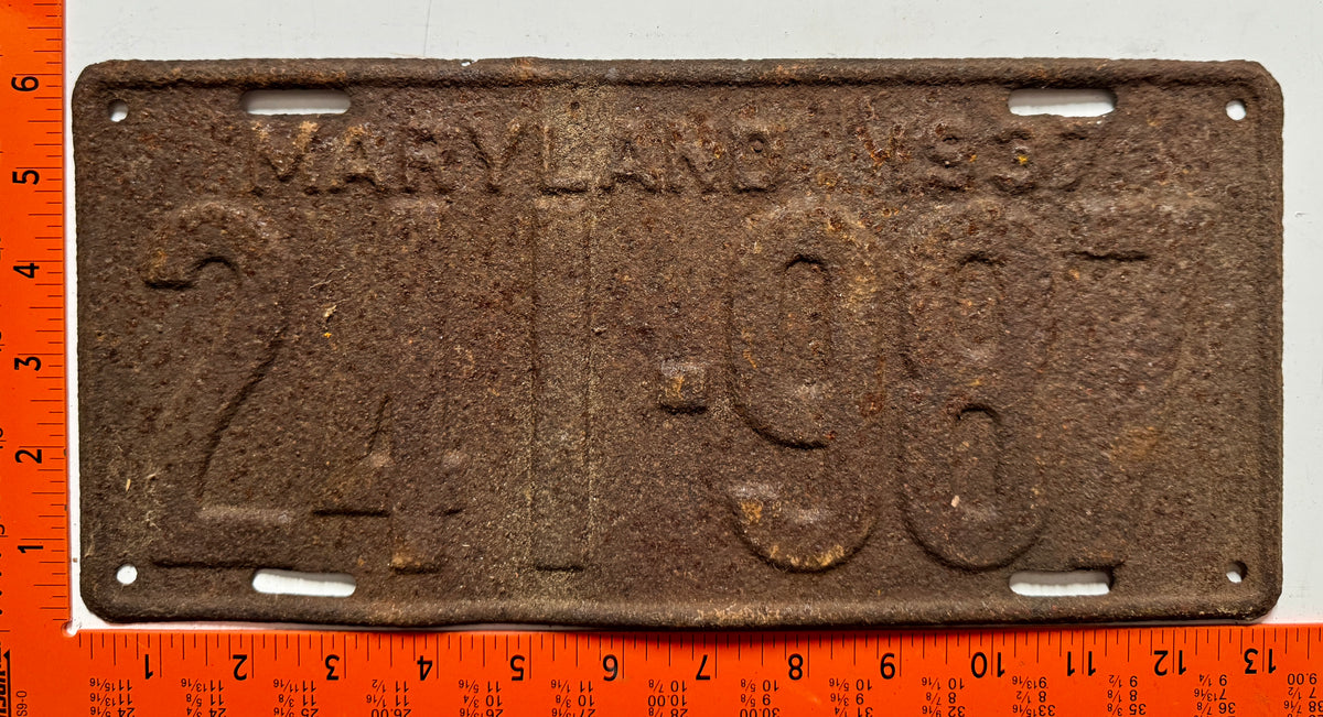 1937 Maryland #241-987 Passenger License Plate (Crafter)