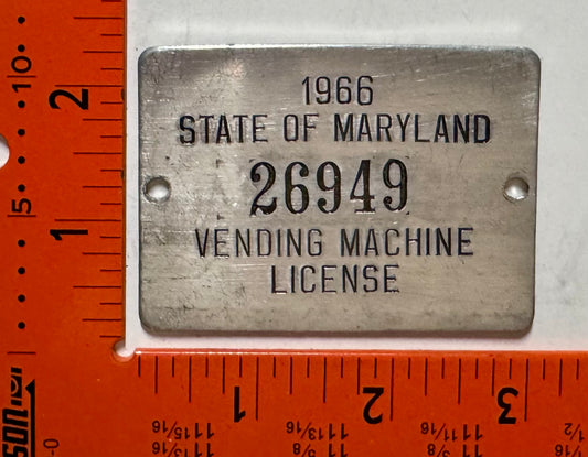 1966 Maryland #26949 Vending Machine License Plate