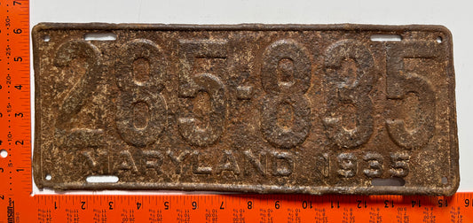 1935 Maryland #285-835 Passenger License Plate (Crafter)