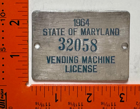 1964 Maryland #32058 Vending Machine License Plate