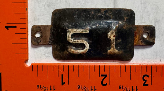 1951 Maryland #469395 Passenger License Plate Date Tab