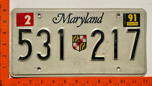 1991 Maryland #531 217 Truck License Plate